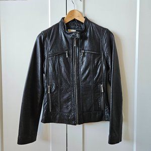Michael Kors XS Black Leather Moto Biker Jacket – Soft Real Leather, Excellent